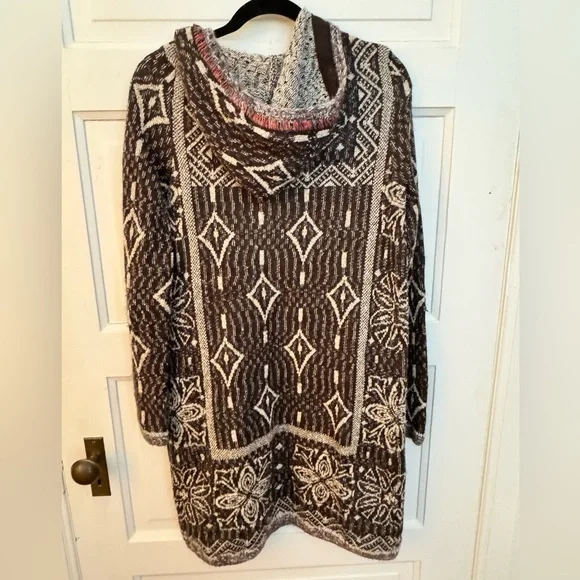 Free People Hooded Cardigan - Brown and Cream - Picture 5 of 6